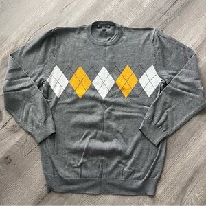 Old Navy Argyle Sweater - Mens - Gray